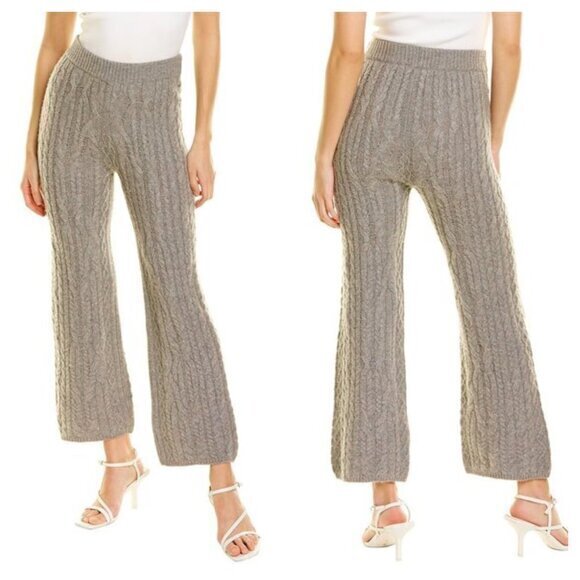 Something Navy Wool/Cashmere Chunky Cable Knit Pull On Lounge Pants L Gray - Picture 1 of 15